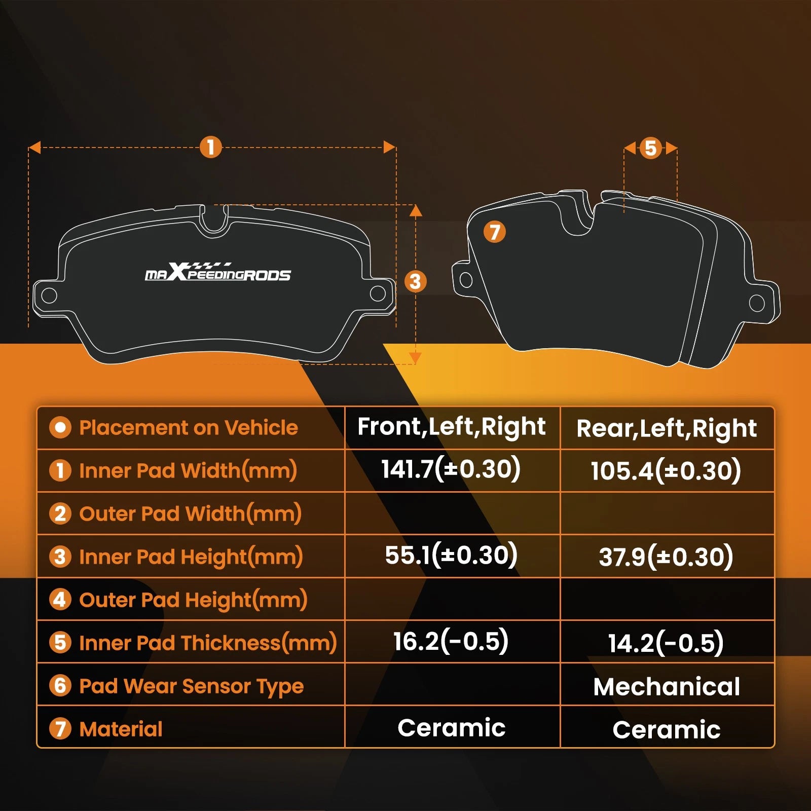 Ceramic Brake Pads for Nissan Leaf (2014–2017) & Altima (2013–2023)