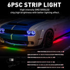 6pcs RGB Underglow LED Kit for Universal Car (Music App Controlled)