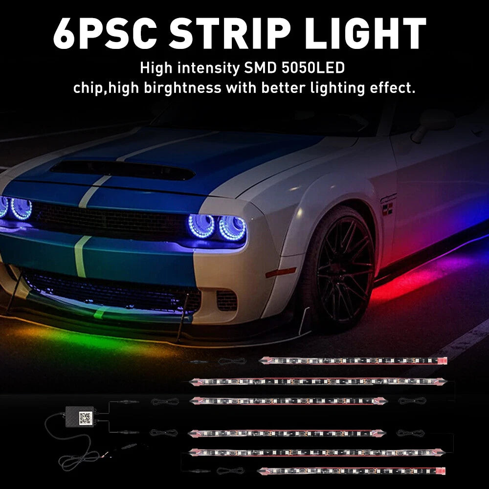6pcs RGB Underglow LED Kit for Universal Car (Music App Controlled)