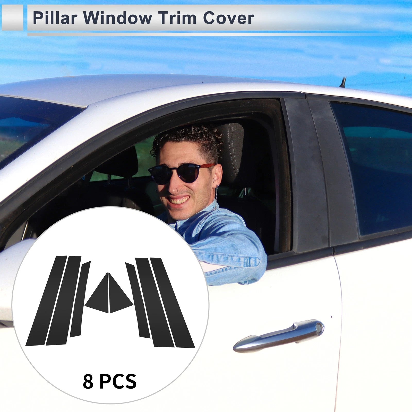 8 Pcs Door Pillar Window Trim for Mazda CX-7 (2013–2014) Black