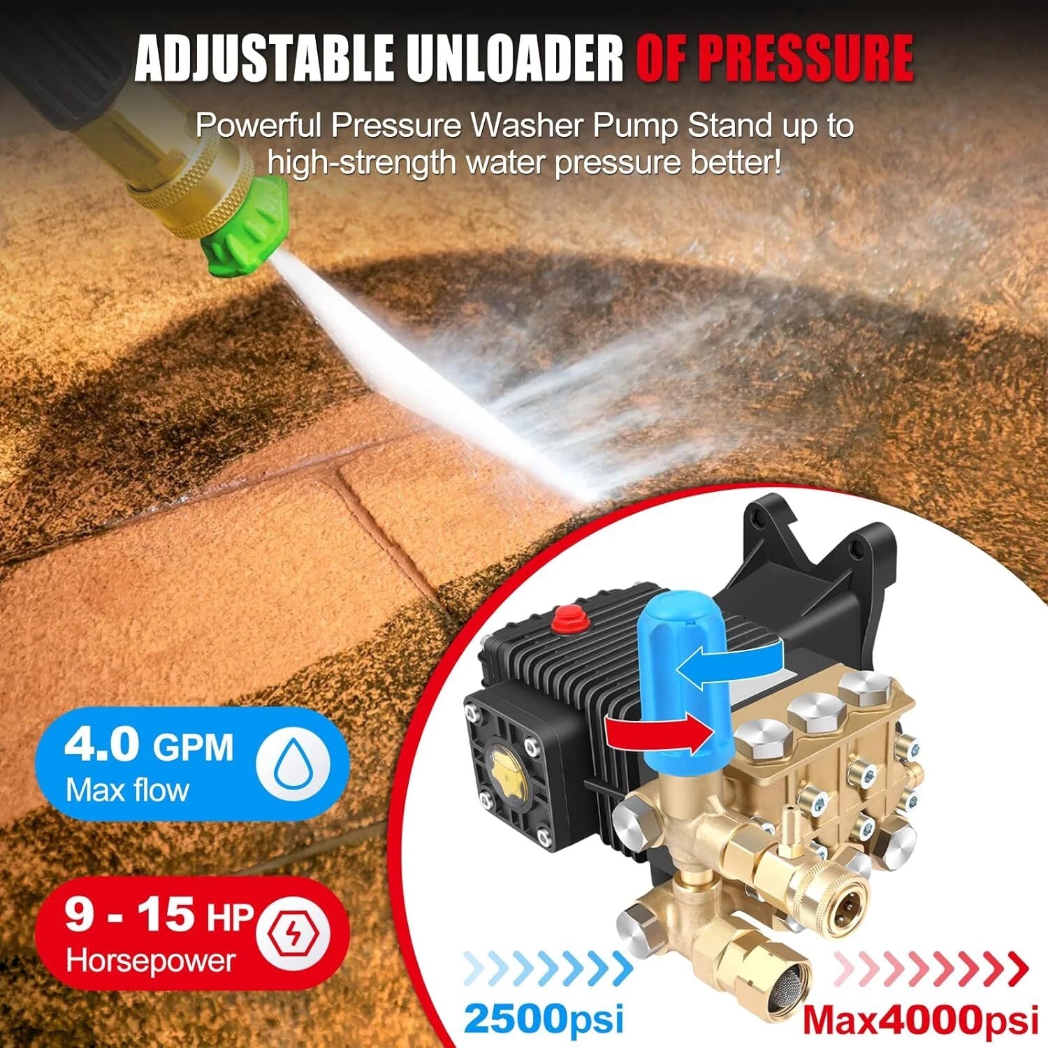 Pressure Washer Pump for 9hp/13hp/15hp (4000 PSI)