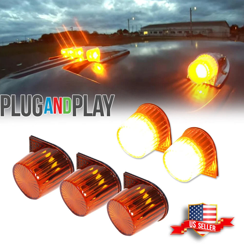 5X Amber LED Roof Cab Clearance Lights for Dodge D150 D250 D350 (1984–1993)