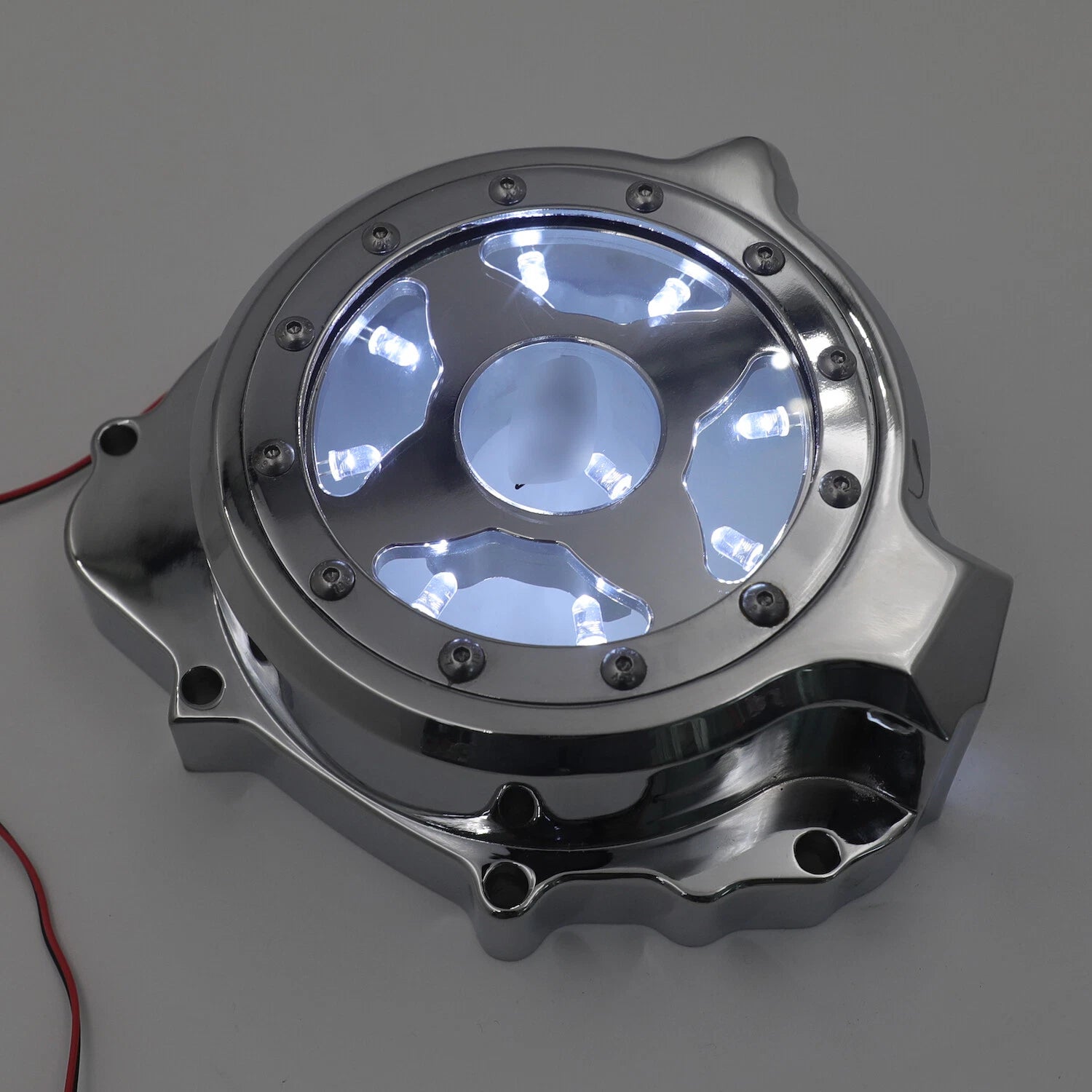 Chrome Left Engine Stator Cover w/ White LED for Honda CBR 600RR (2003–2006)