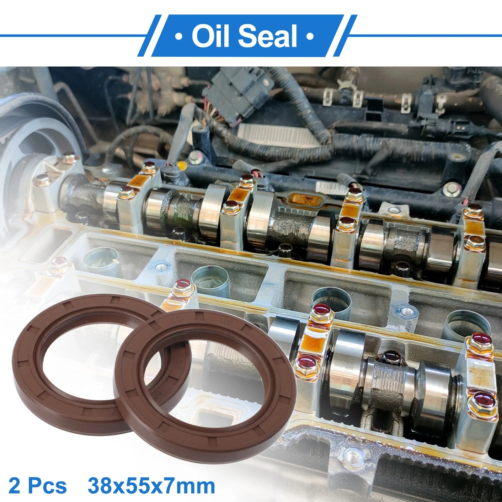 2X Oil Seal Rotary Shaft Seal FKM Rubber 38x55x7mm for [Make Model] 