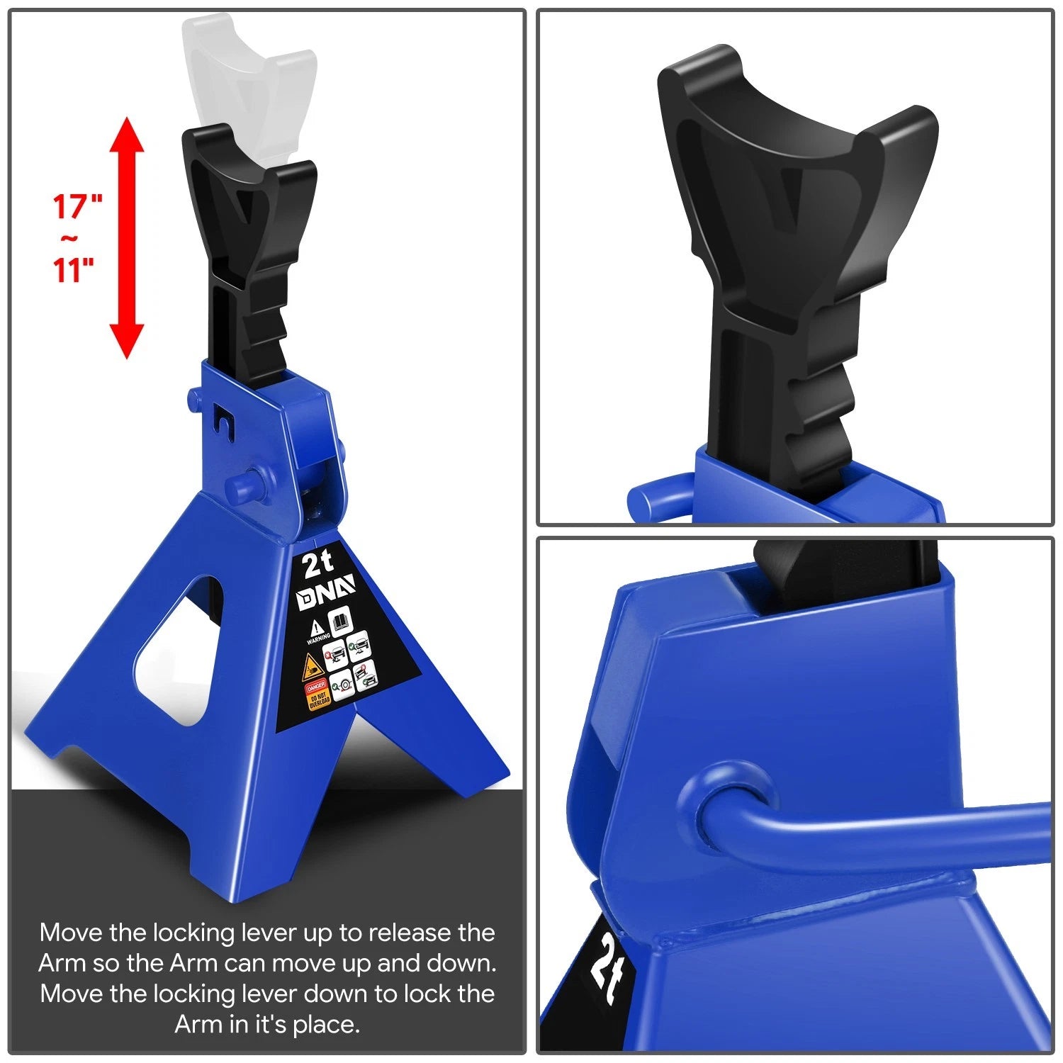 2X Jack Stands for Sedan SUV (10.6"-15.5", 4400lbs Capacity)