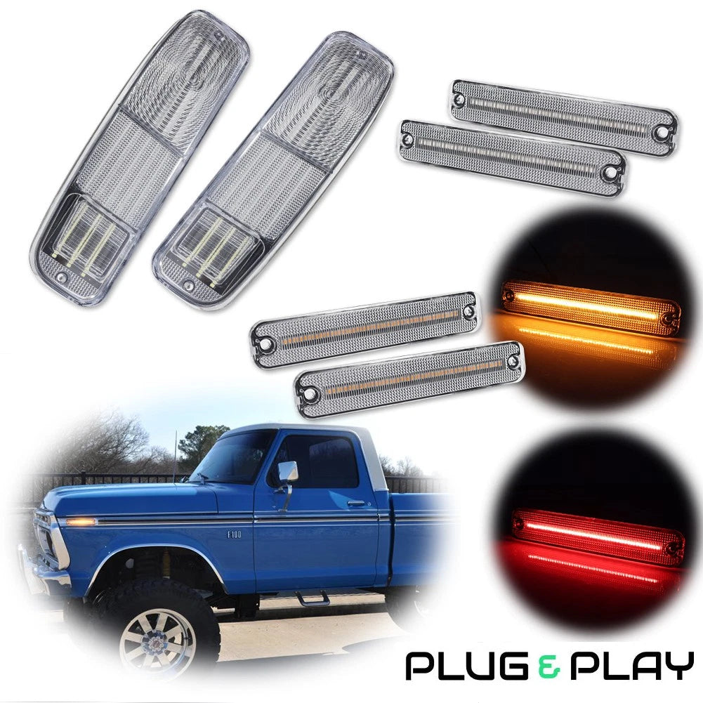 6 Clear LED Side Marker & Tail Lights for Ford Bronco Econoline Van