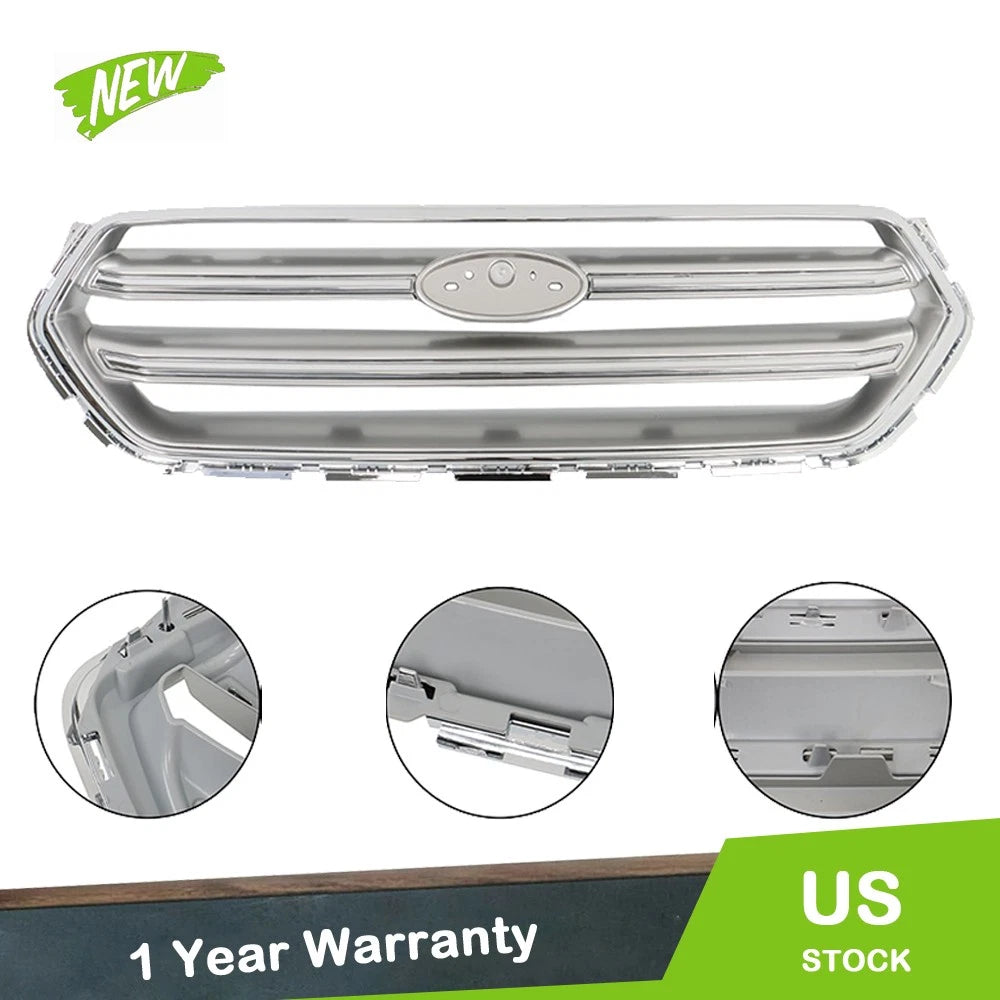 Front Hood Upper Horizontal Grille Grill Chrome for Ford Escape (2017–2019)