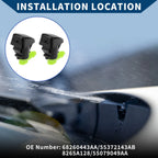 2X Front Windshield Washer Nozzles No.68260443AA/55372143AB for Jeep Commander (2006–2010)