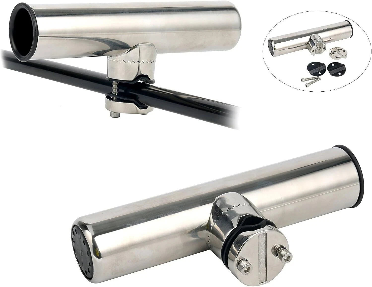 4 Pack Fishing Rod Holders for Clamp on 7/8"-1" Stainless Steel with Rubber Padding