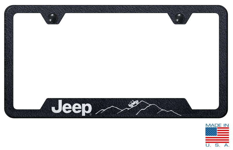 License Plate Frame for Jeep Off Road Mountain Terrain Premium Stainless Steel (Universal)