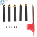 5 Pack 1/4" Carbide Indexable Turning Tool Set for Lathe (Fits )