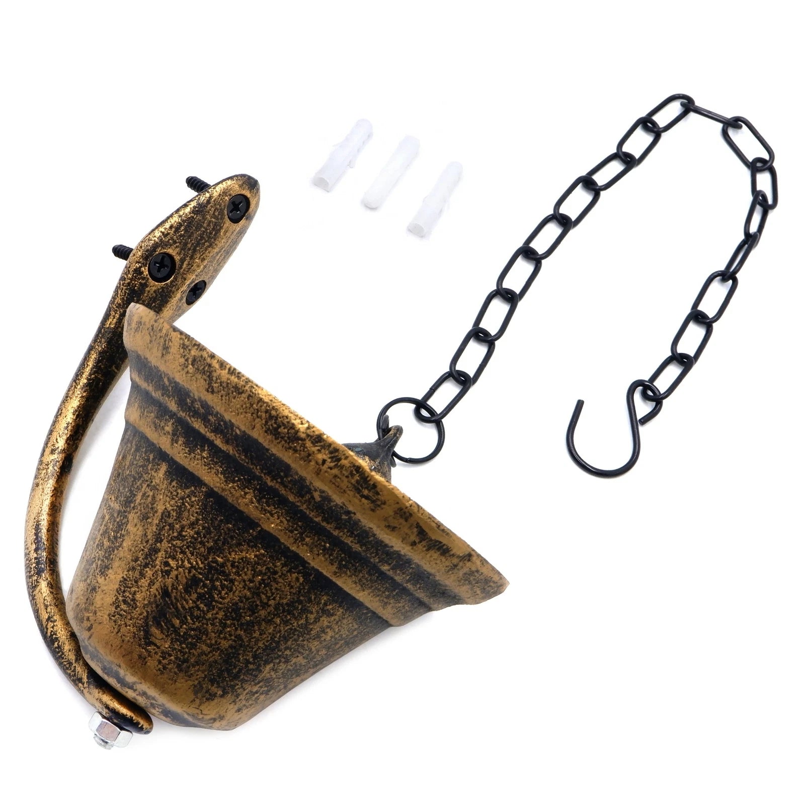 Dinner Bell Wall Hanging Mount Solid Iron Decoration Gold Small