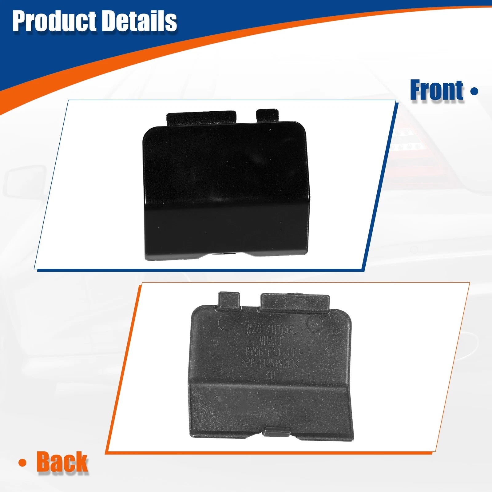 Pair Rear Tow Hook Cover for Mazda 6 (2014–2023) No.GJR950EK151/GJR950EL151 Black