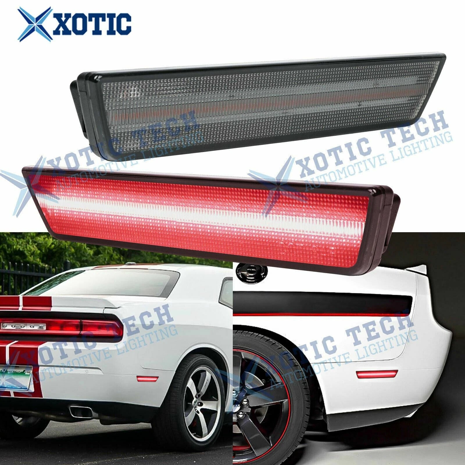 LED Rear Bumper Side Marker Light Smoked Lens Red for Dodge Challenger (2008–2014)