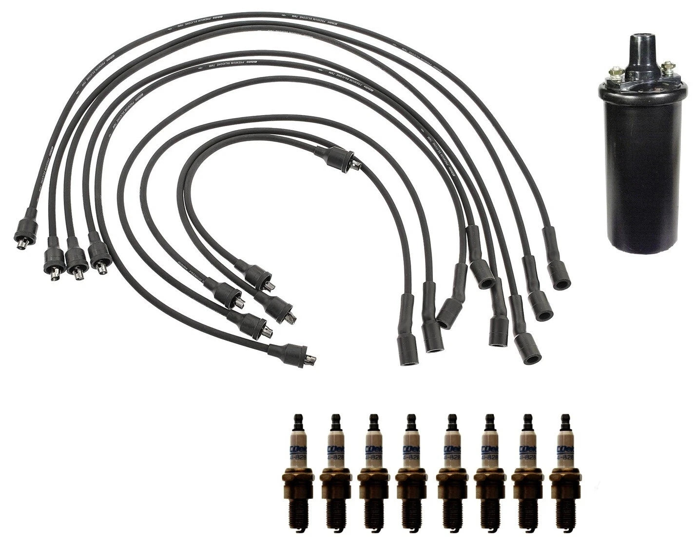 Ignition Wires & Spark Plugs Kit for Chevy Impala Caprice (1 Coil, .035")
