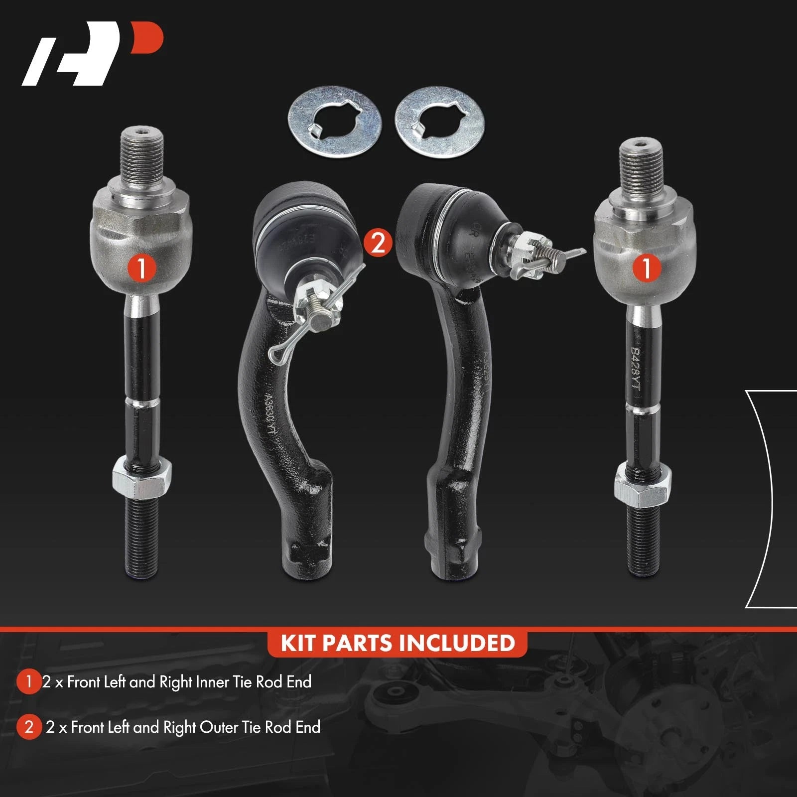 Set of 4 Tie Rod Ends for Hyundai Sonata Kia Optima
