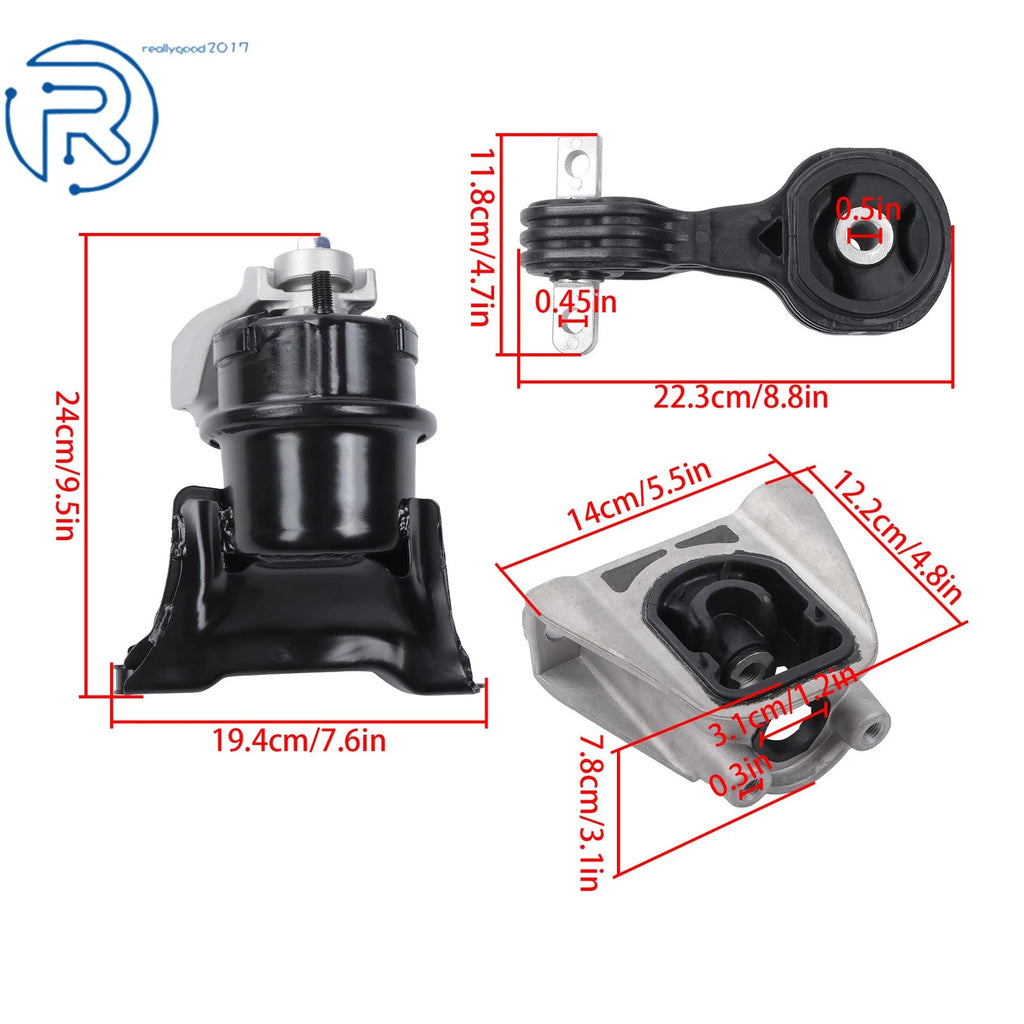 3X Engine Motor & Auto Trans Mounts for Honda Civic (2006–2011)