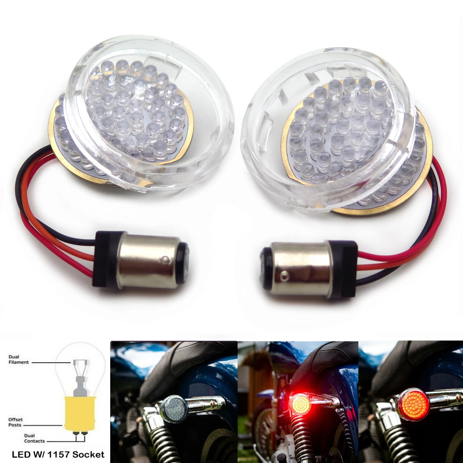 2" Bullet Red LED Turn Signal Lights for Harley Touring (Fits 1157)