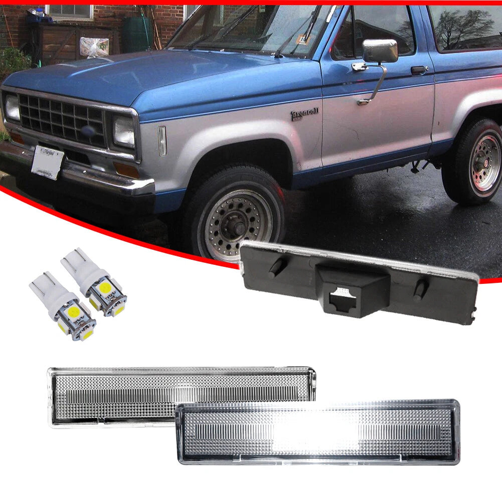 Clear Lens White LED Front Side Marker Lights for Ford F150 F250 F350