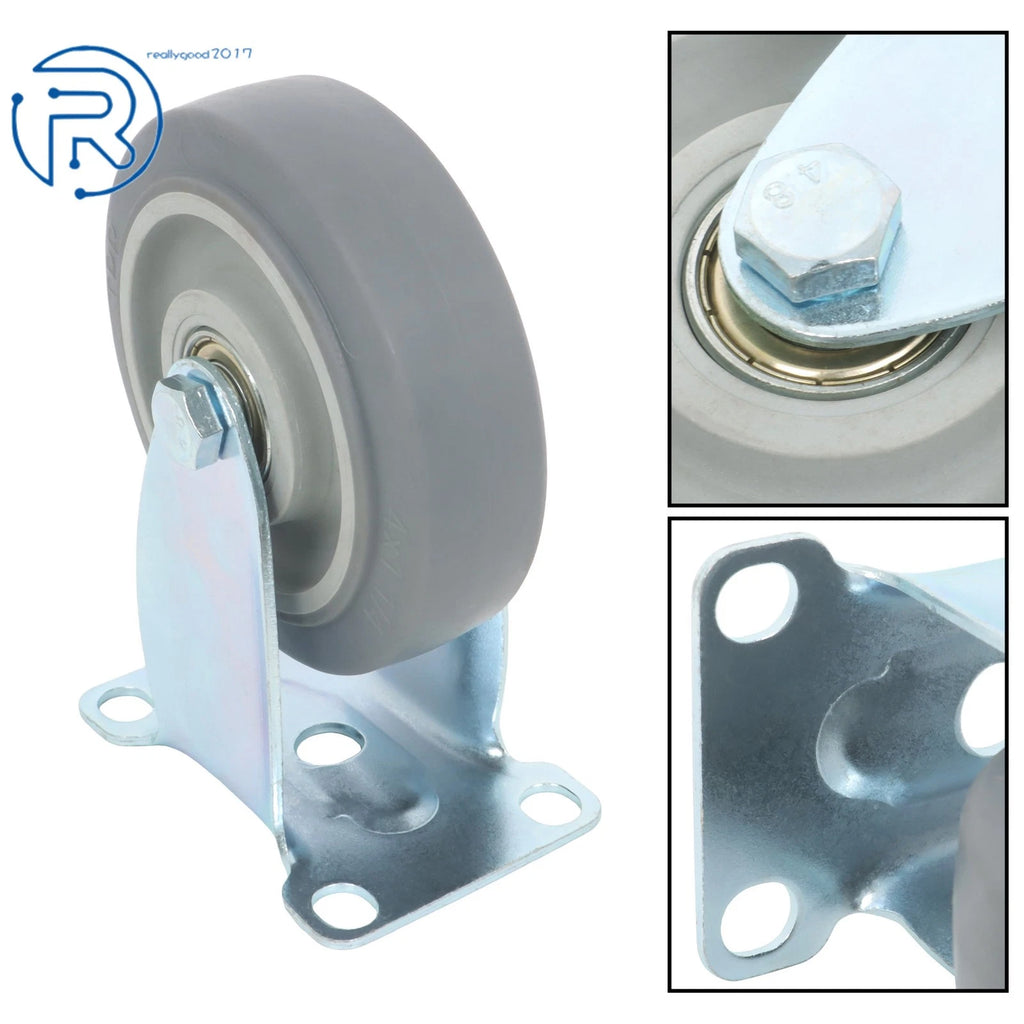 Set of 4 Heavy Duty 4-Inch Casters with Side Brakes