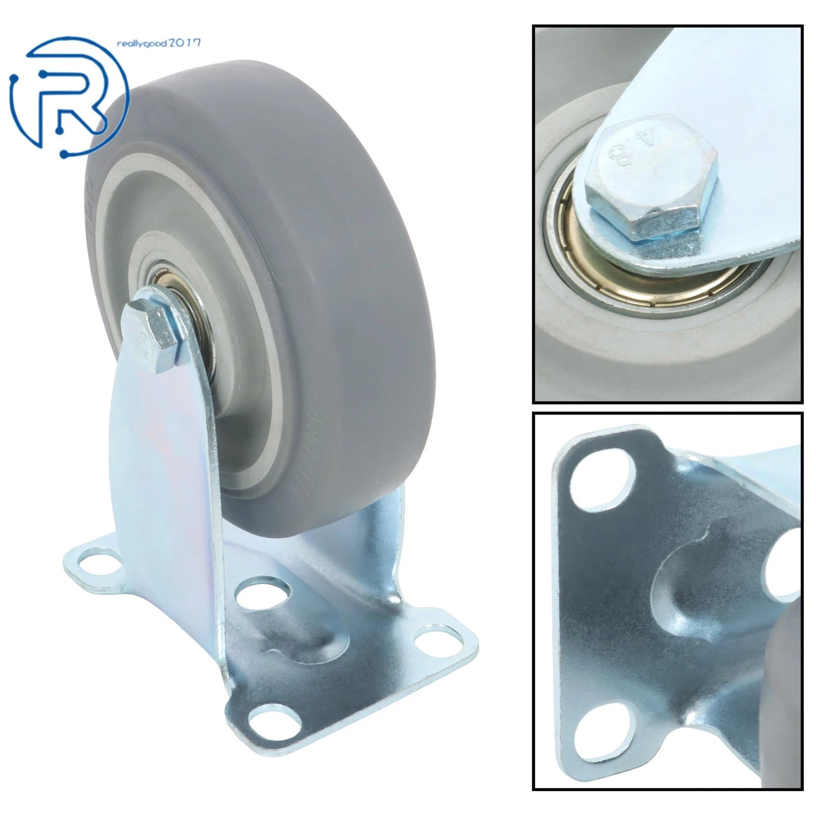 Set of 4 Heavy Duty 4-Inch Casters with Side Brakes