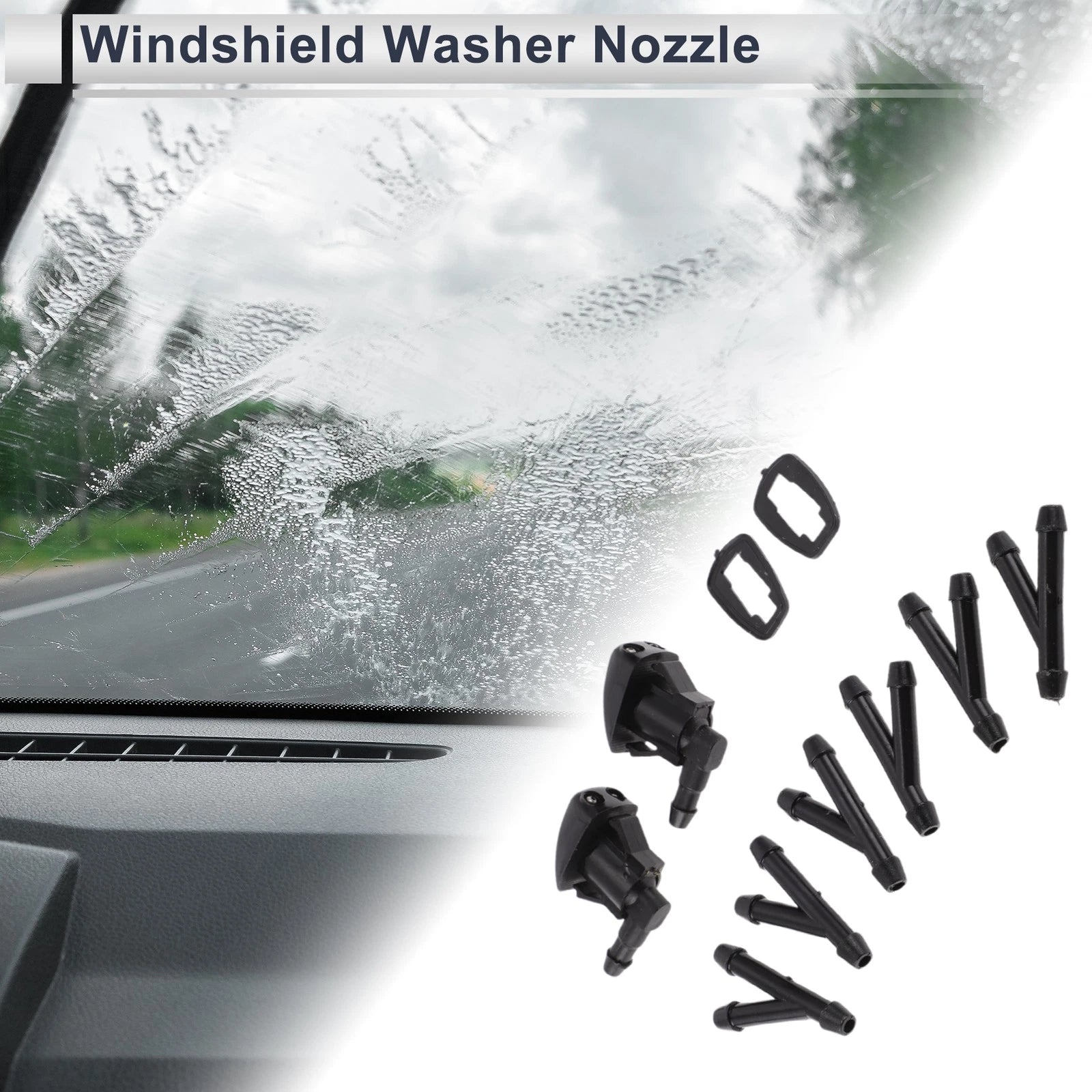 Set of 6 Windshield Washer Nozzles w/ Hose Connector for Toyota