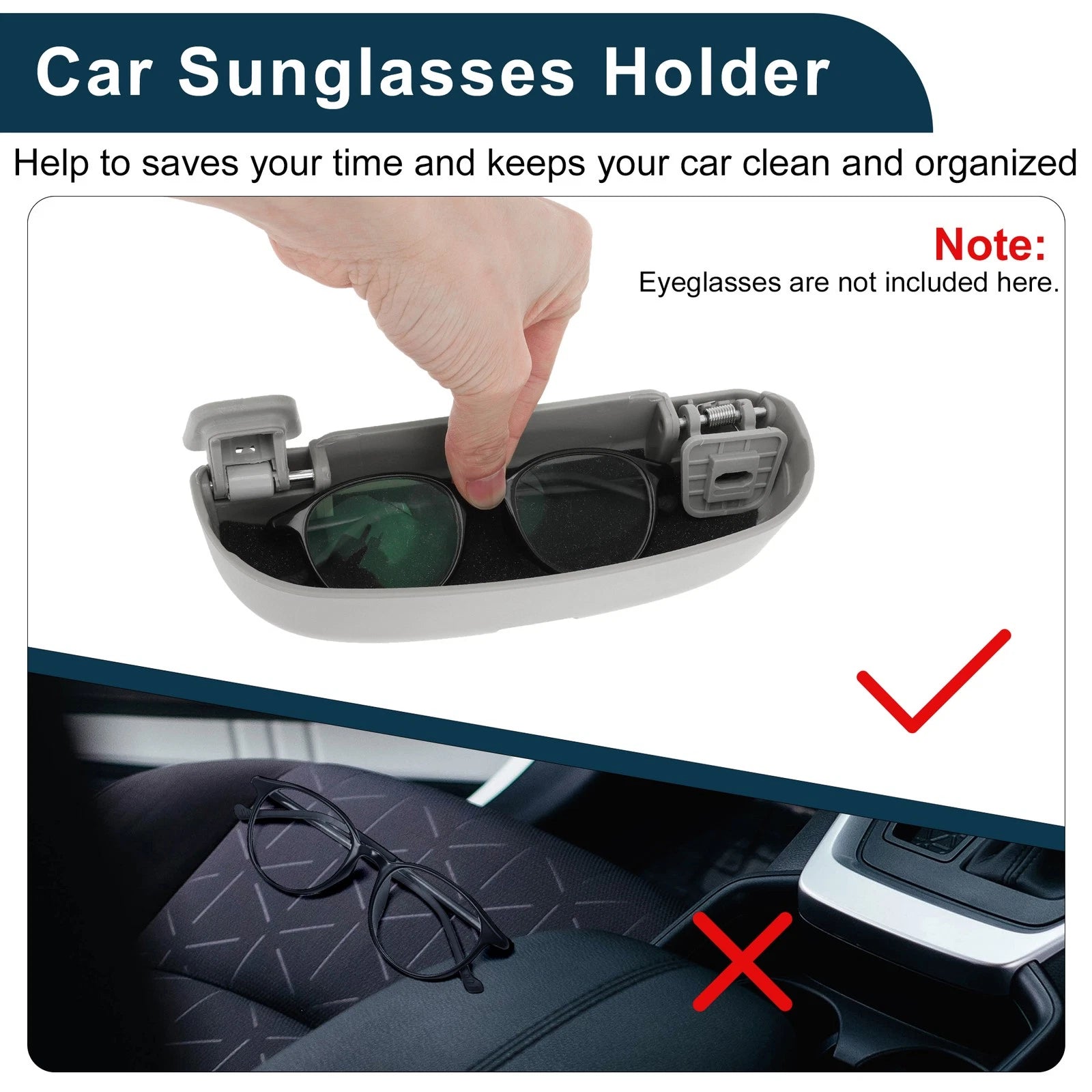Sunglasses Case for Mitsubishi Outlander (2013–2023) Eyeglasses Holder Grey