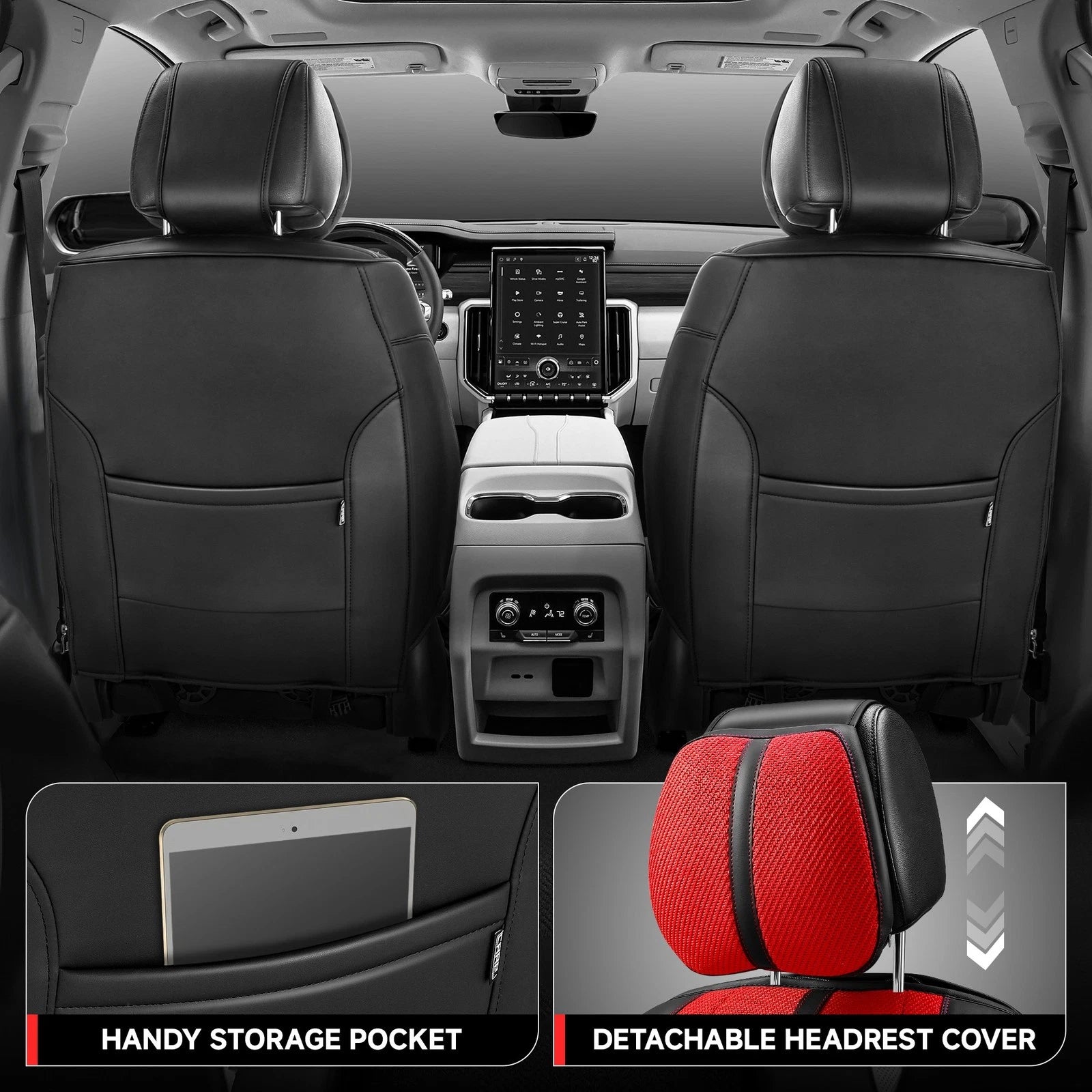 Set of 2 CAAP Drive Series Front Row Seat Covers for Truck Car Red/Black