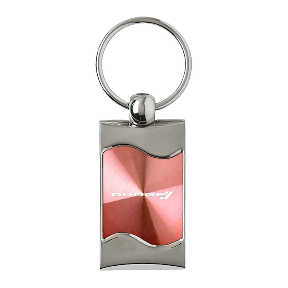 Stripe Logo on Pink Rectangular Wave Keychain - Officially Licensed for Dodge