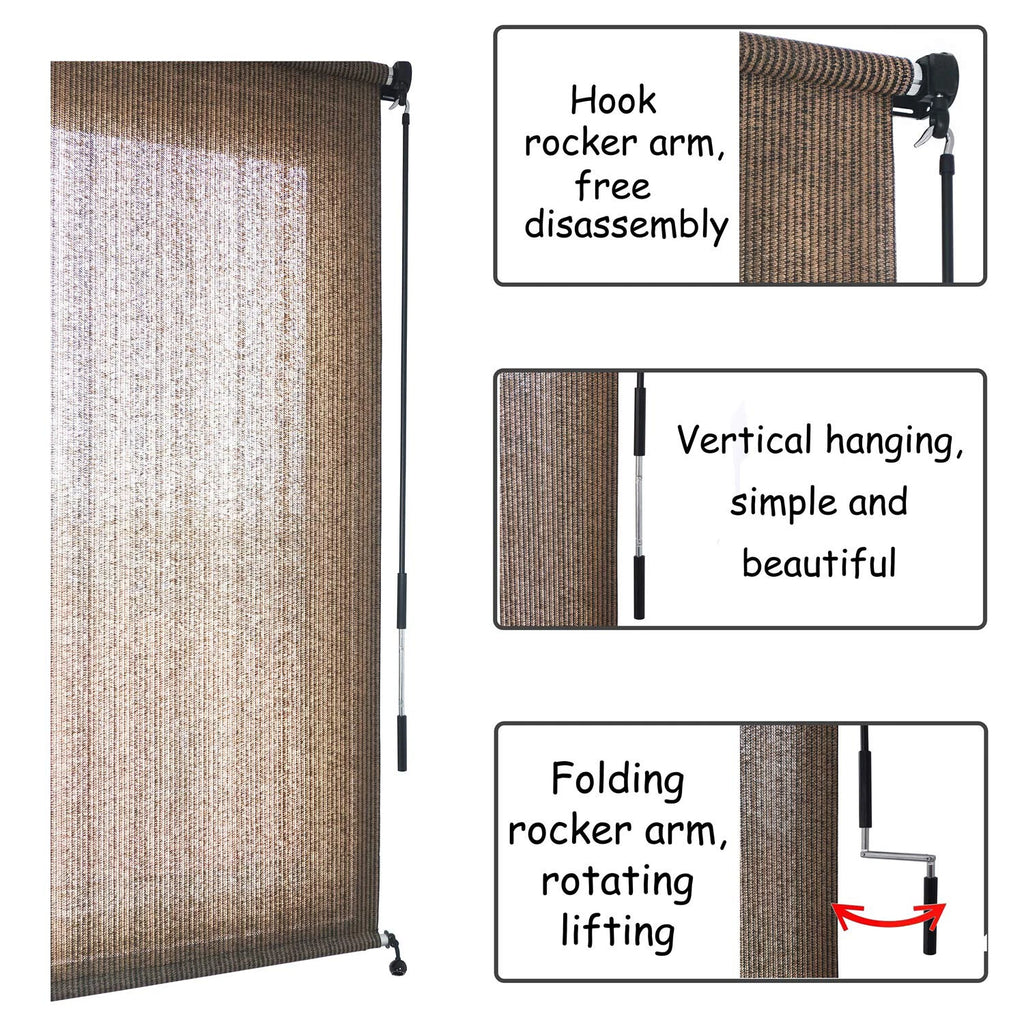 Outdoor Roller Shade Blind for Deck Porch Balcony Patio (6'W x 6'L)