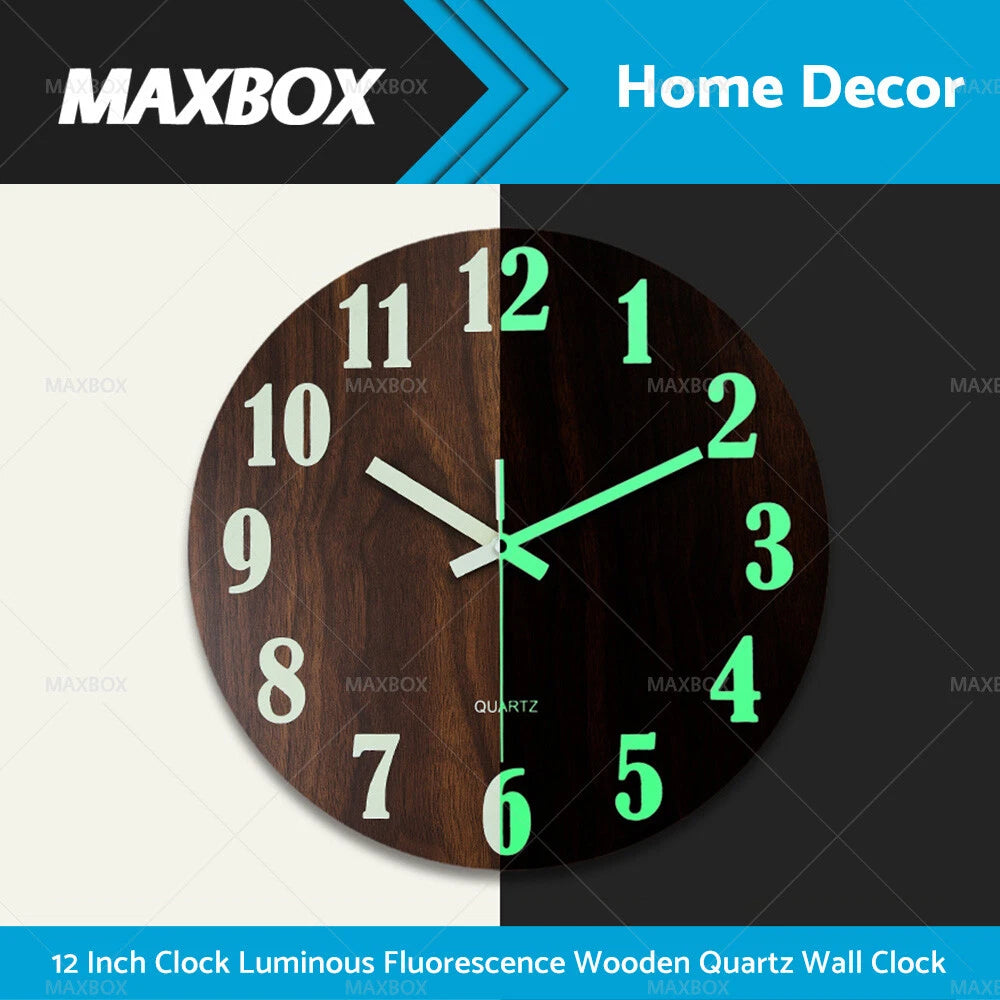 Luminous Wall Clock for Home Office Decor (Silent Quartz)