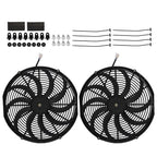 2X 16 Inch Electric Radiator Slim Fan Assembly 12V 120W Universal Fitment