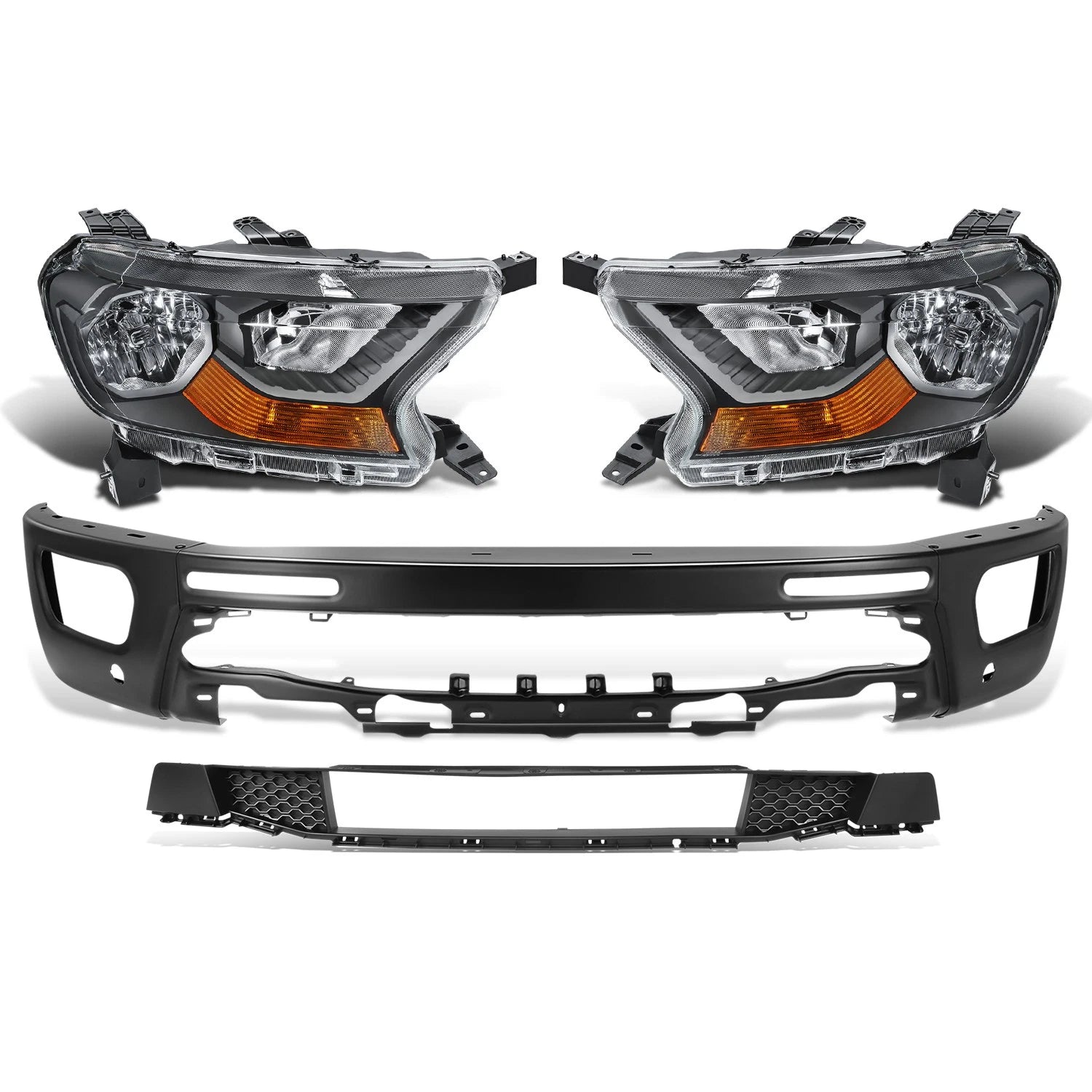 Black Amber Headlights for Ford Ranger XL XLT (2019–2023)