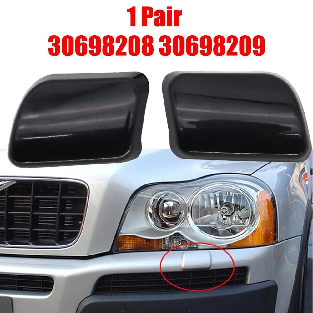 Headlight Washer Cap Cover Set of 2 for Volvo XC90 (2002–2006) Black ABS