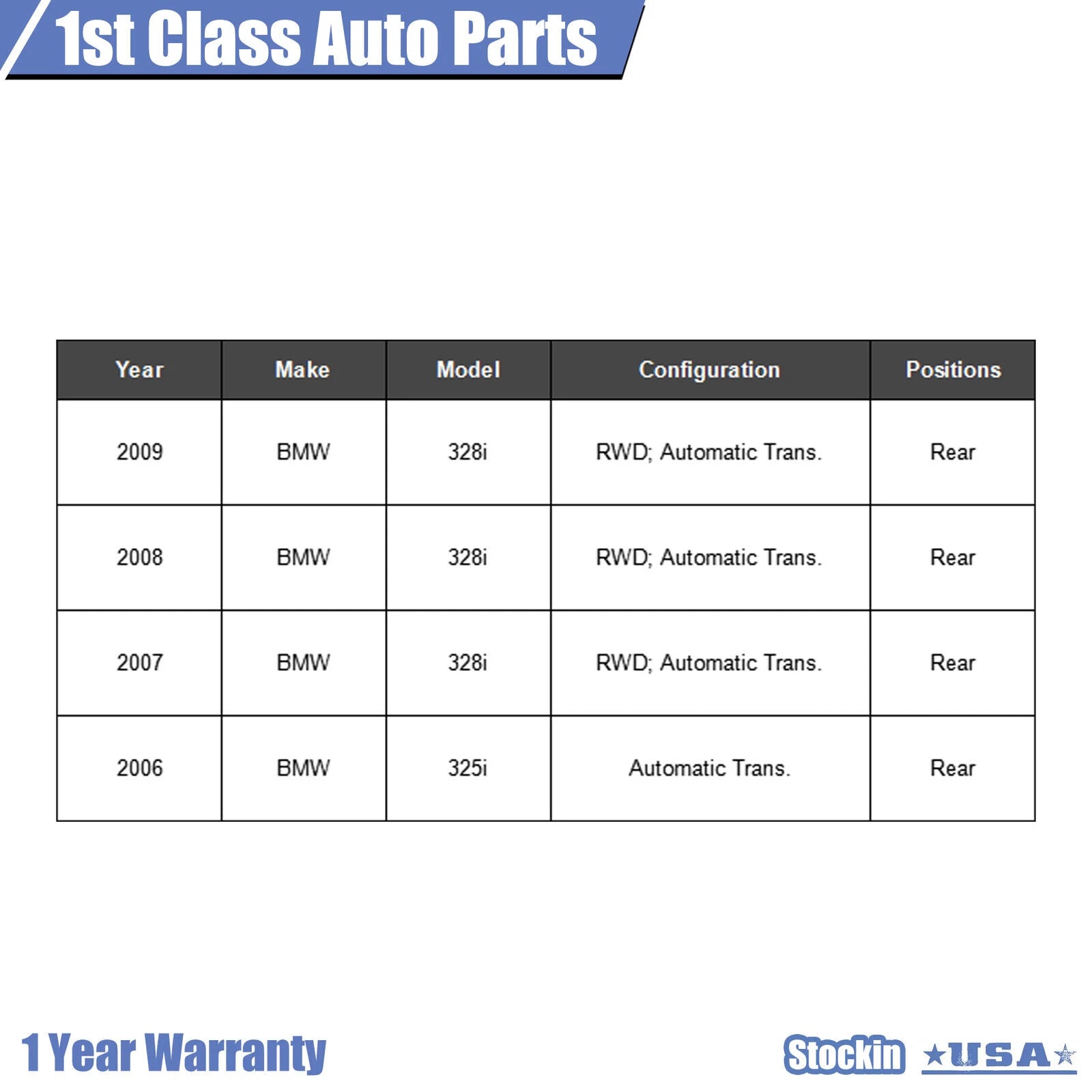 Rear Drive Shaft Assembly for BMW 325i 328i M3 (2006–2013)