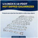 Boat Anchor Lead Chain 1/4" x 10' for Marine Use (Galvanized Steel)