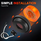 Set of 6 Amber LED Round Side Marker Lights for Trucks (2.5 Inch)