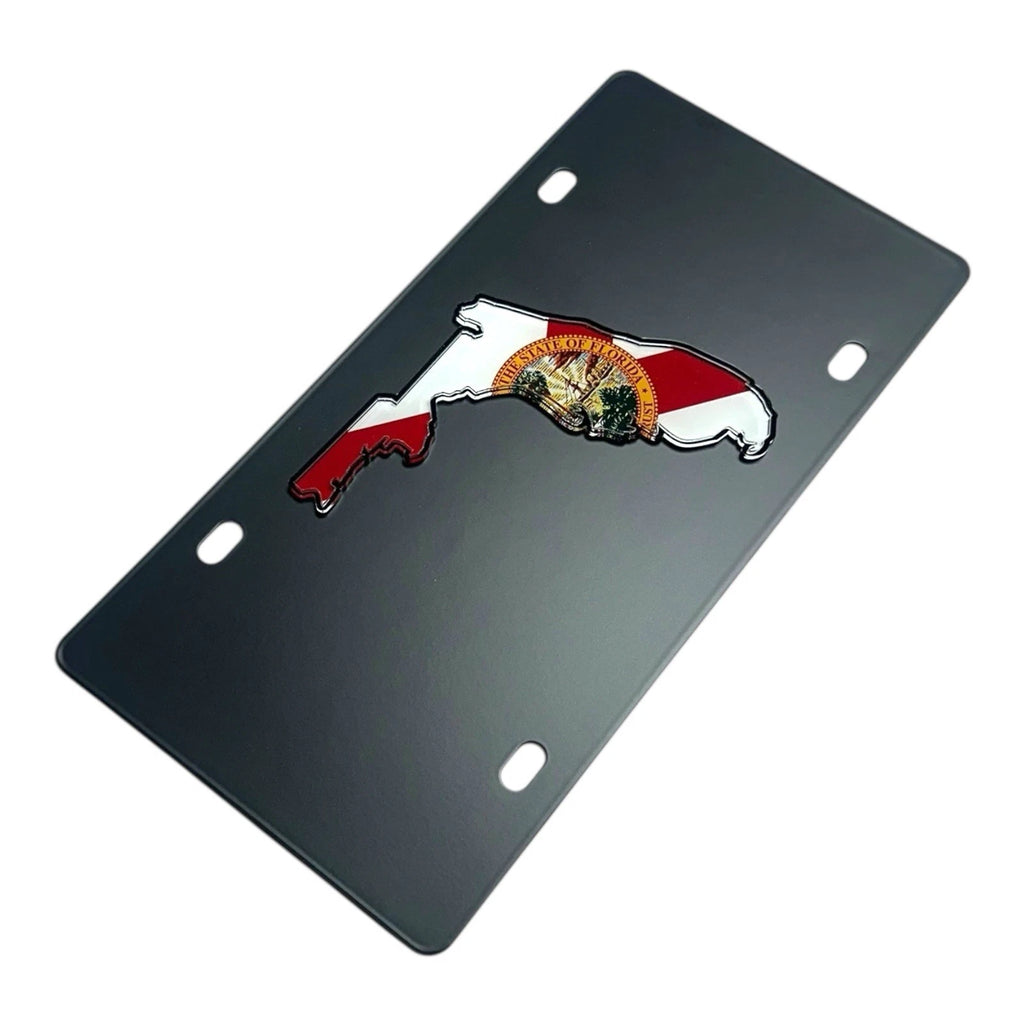 License Plate Frame Replacement Black Carbon Steel for Florida State (2000–2026)
