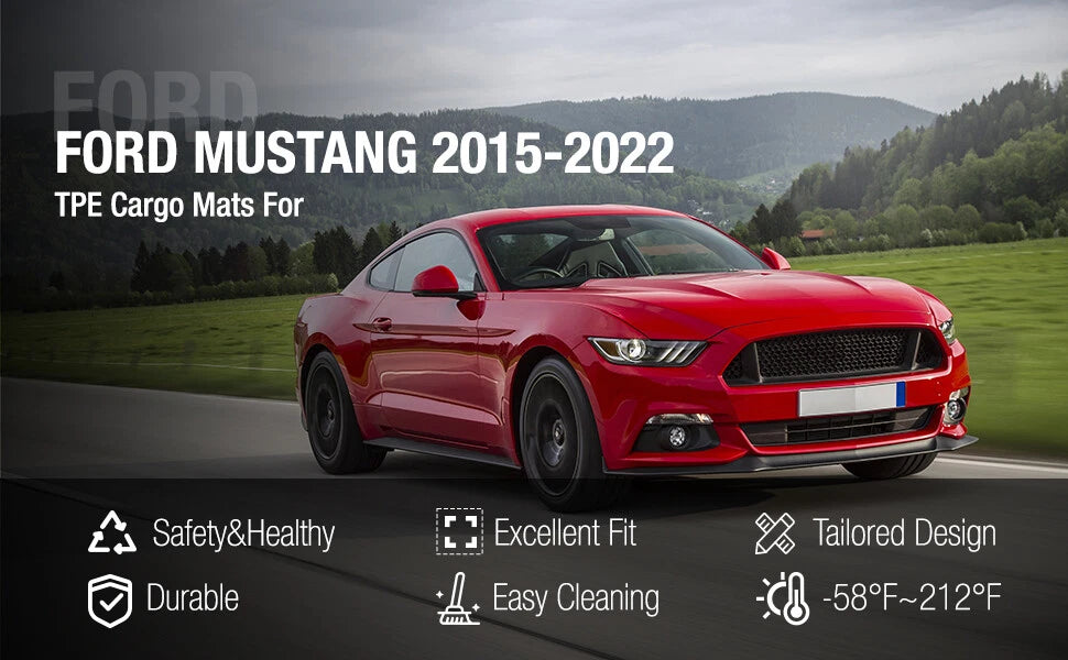 All Weather Floor Mat Cargo Liners for Ford Mustang (2015–2023)