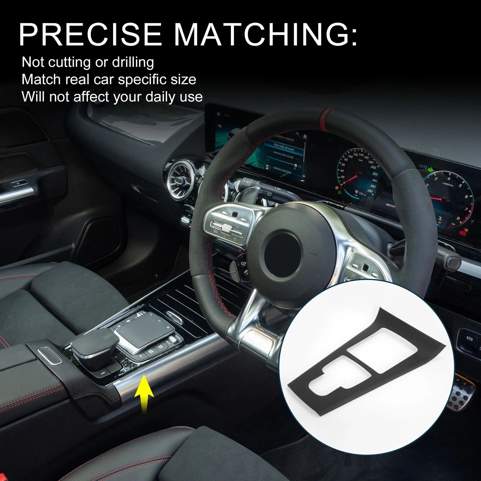 Center Console Panel Sticker for Mercedes-Benz GLA Class (2020-2021) Black Gray