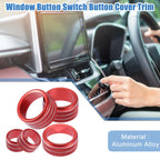 Set of 5 AC Volume 4WD Switch Knob Covers for Toyota Tundra (2014–2021) Red