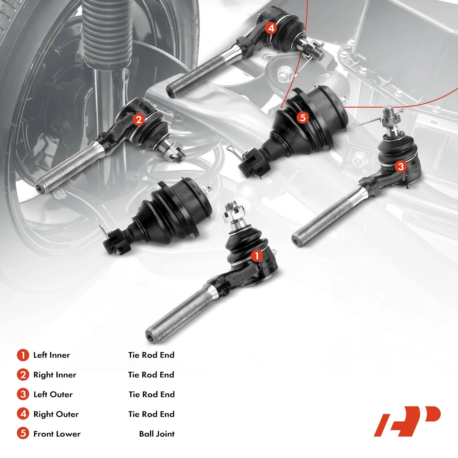 Set of 6 Inner & Outer Tie Rod Ends for Ford F-150 F-250 Expedition