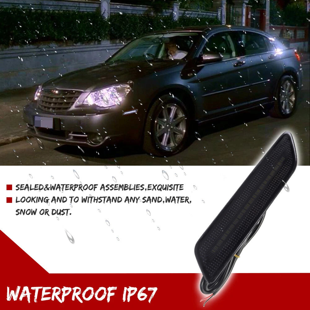 2X Smoked Lens White LED Front Side Marker Lights for Chrysler Sebring (2007–2010)