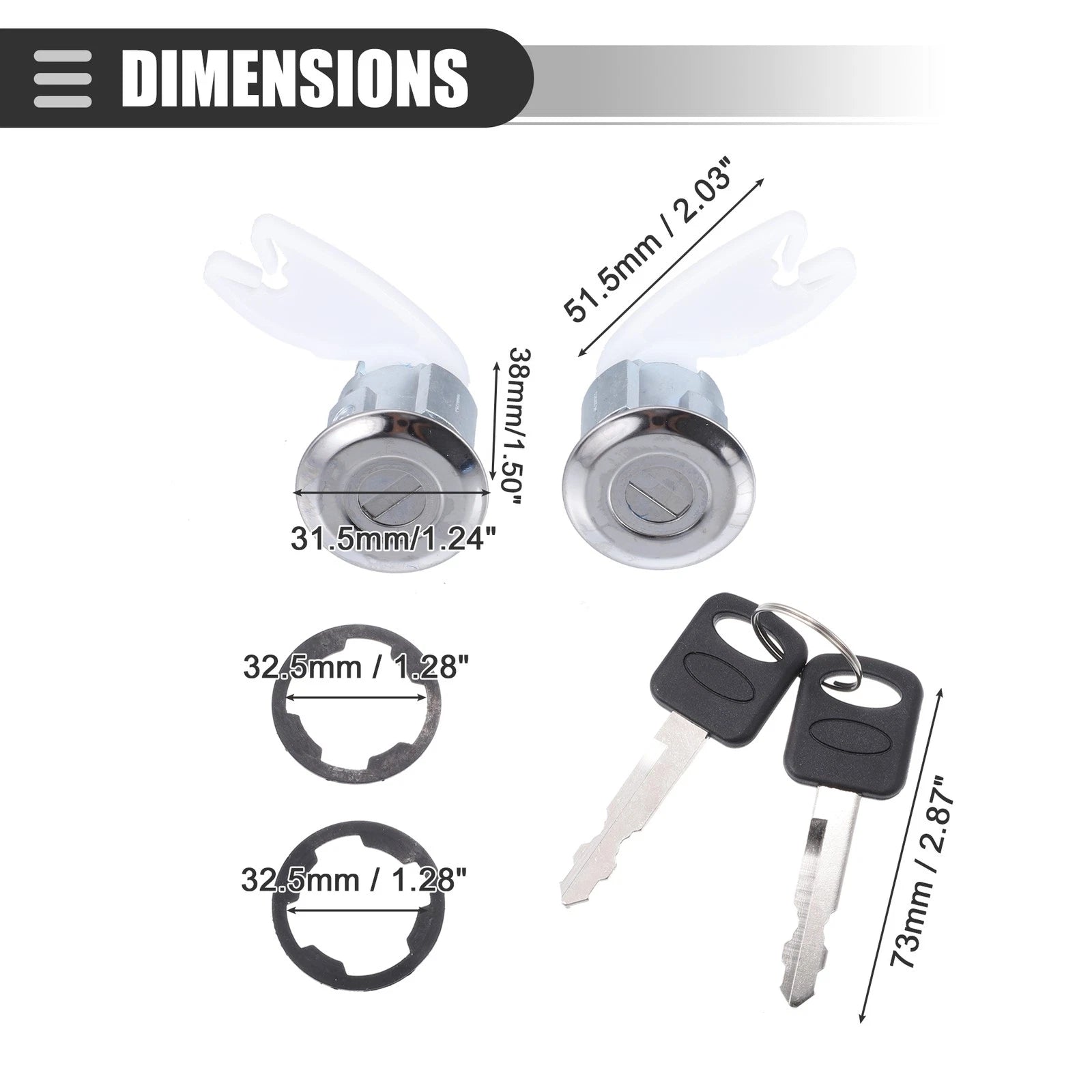 2X Car Door Lock Cylinders Kit with 2 Keys for Ford Explorer (1992–1995) F2UZ1522050A