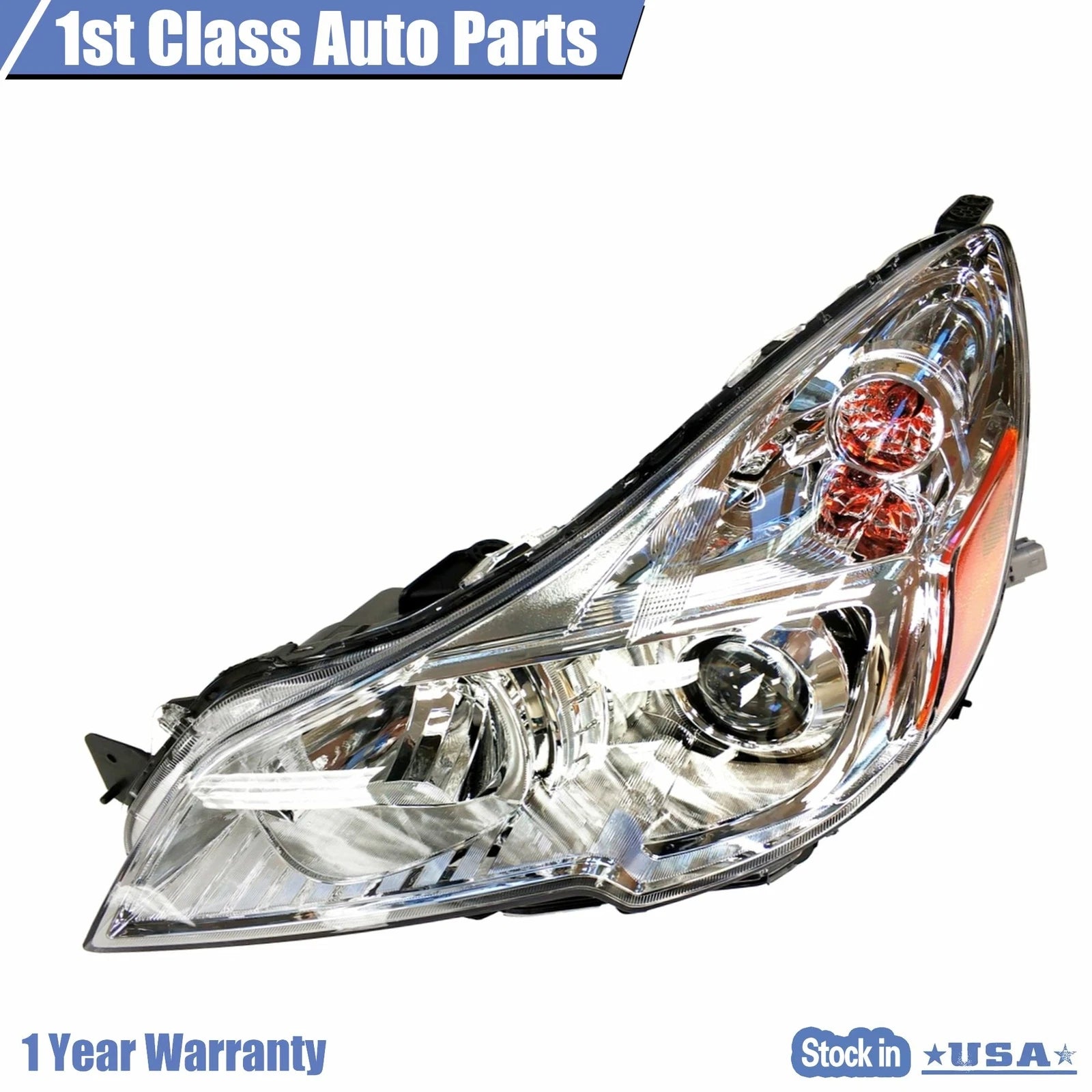 Set of 2 Halogen Headlights with Chrome Bezel for Subaru Outback (2013-2014)