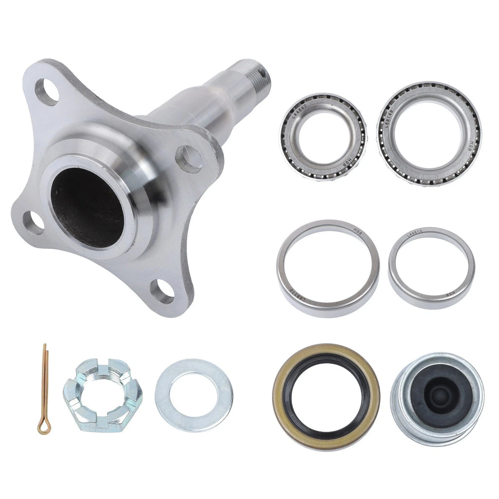 Weld-On Round Spindle with Brake Flange and Trailer Bearing Kit for Trailers 