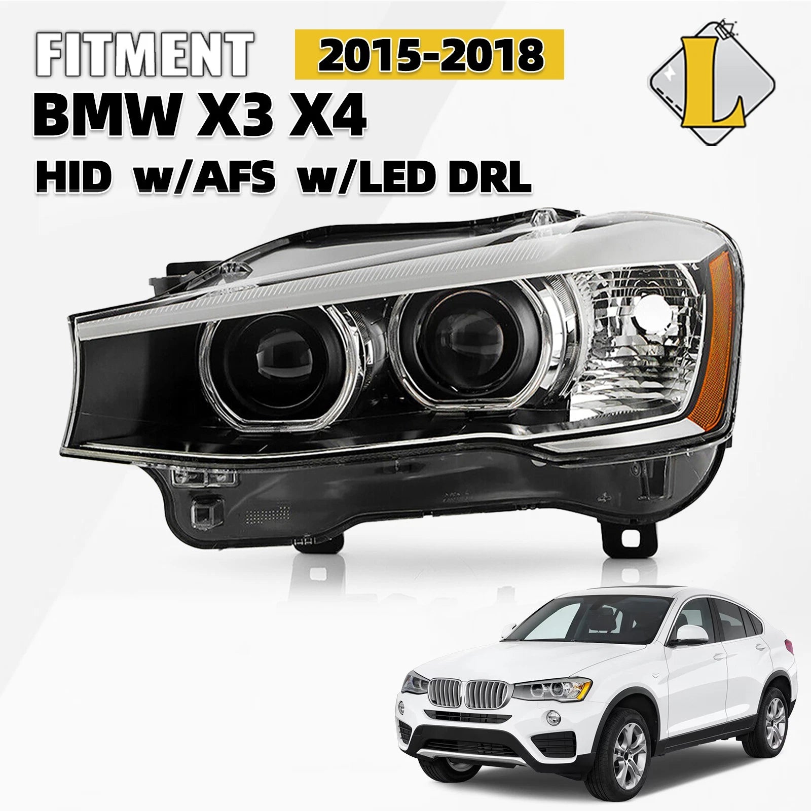HID Xenon Headlight for BMW X3 X4 F25 F26 (2015–2017) w/ AFS Projector