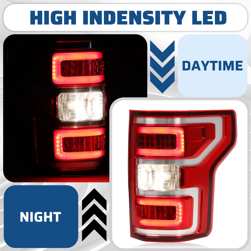 Chrome LED Tail Lights for Ford F-150 Pickup (2018–2020) #JL3Z-13404-H