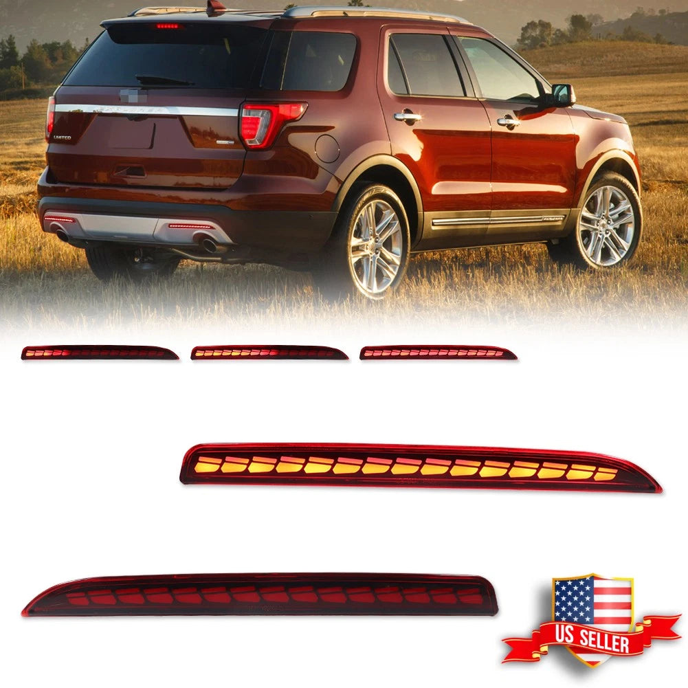 2X Red LED Rear Bumper Reflectors for Ford Explorer (2016–2019)
