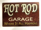 Vintage Metal Garage Sign 18x12 Hot Rod for Large Wall Decor (1950–1990)